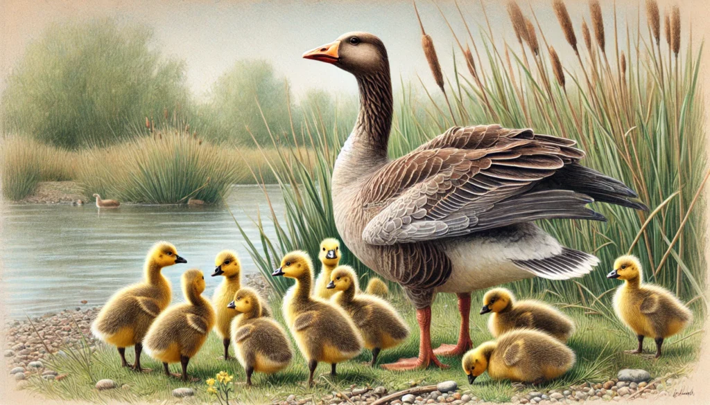 Cute Goose Family Illustration Creature Courage