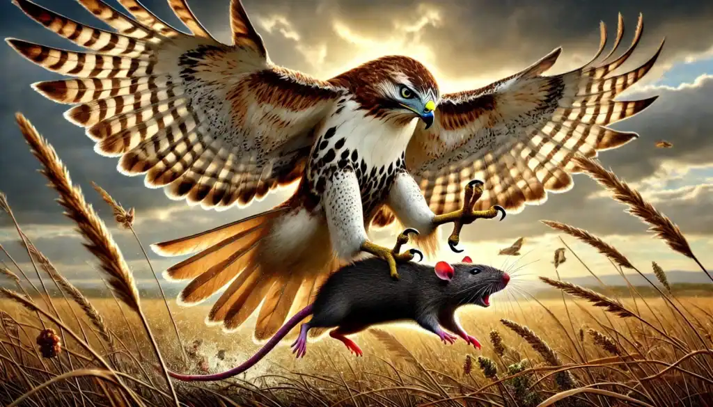 Hawk catching rat Illustration Creature Courage