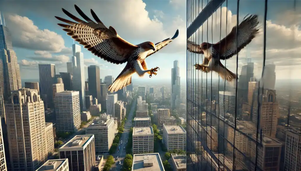 Hawk and Sky Scrapper Illustration Creature Courage