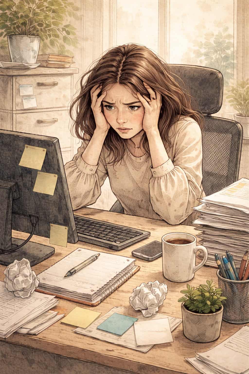 Woman Frustrated Working Perfectionism Creature Courage Woman Frustrated Working Perfectionism Creature Courage