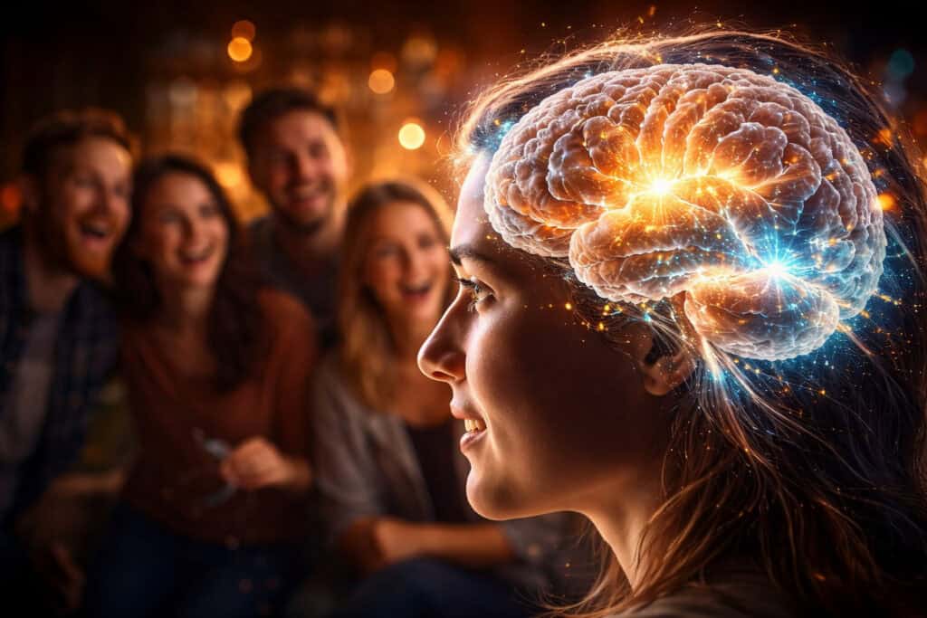 Illustration showing the human brain becoming highly active when encountering something unexpected, representing curiosity and memory formation.